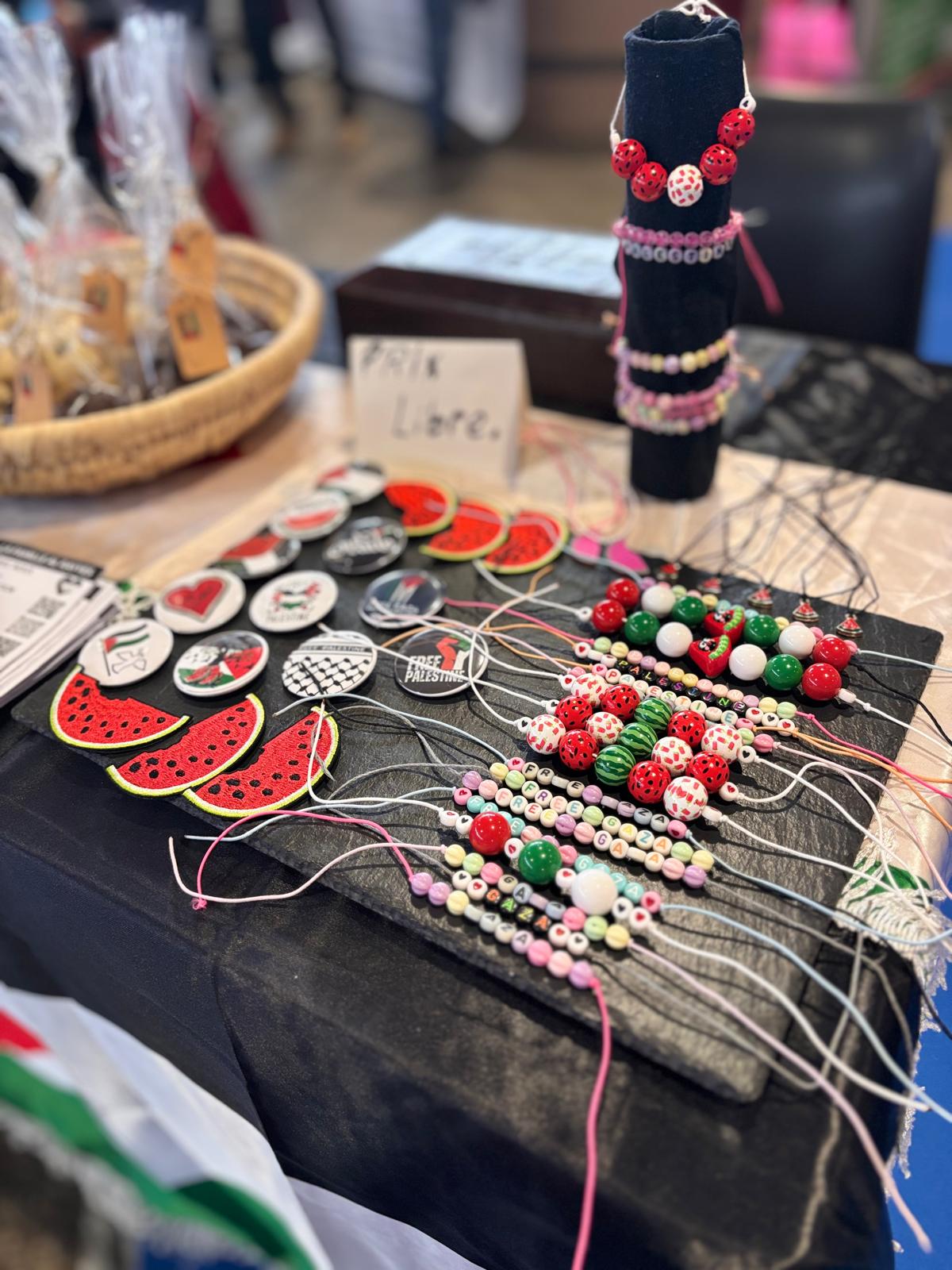 Bracelets and handmade items created to support solidarity initiatives